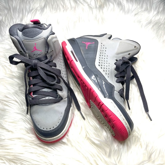 grey and pink jordan flights